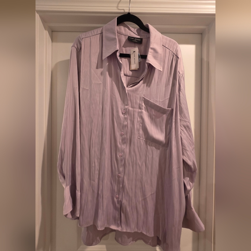 Lane Bryant Lavender Long-Sleeve Button-Up Shirt